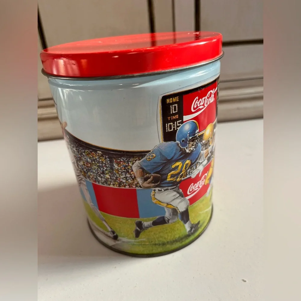 Vintage Coca Cola Collector Football Basketball Baseball Sports Tin w/puzzle